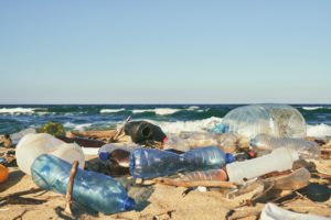 plastic pollution on beach