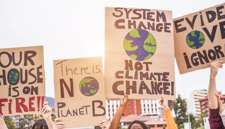 Manifestantes del cambio climático
